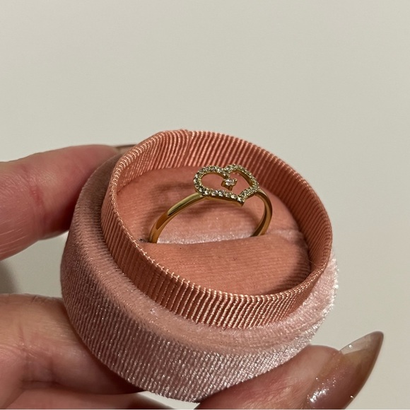 14k SOLID GOLD Halo Heart CZ Ring Size 10.25 - Picture 4 of 6